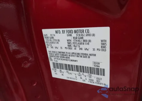 2014 Ford F150 Xlt z USA, uszkodzony, nr VIN 1FTEX1EM1EFC80941